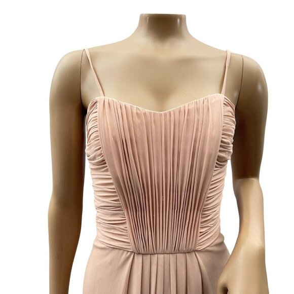 Wtoo By Watters Chiffon Spaghetti Straps Bridesmaids Maxi Dress Blush Pink 10 - Picture 8 of 9